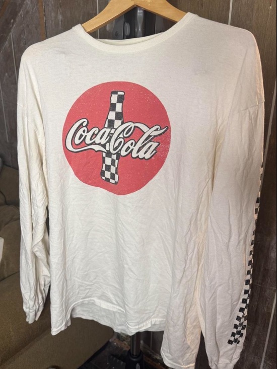 Coca Cola Other - Coca Cola Men’s Checkered Long Sleeve Tee — White with Red Logo